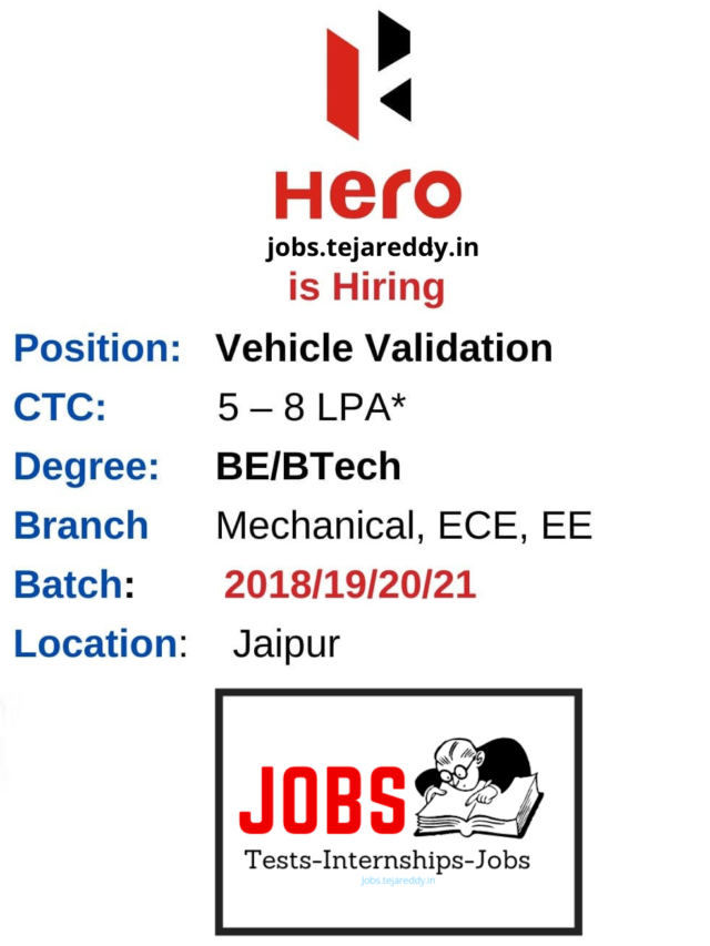 Hero Motocorp Recruitment 2022  Vehicle Validation